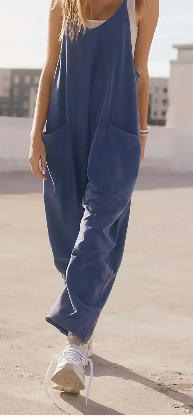 Free People Hot Shot Onesie in Blue Indigo boho oversized - Picture 2 of 9